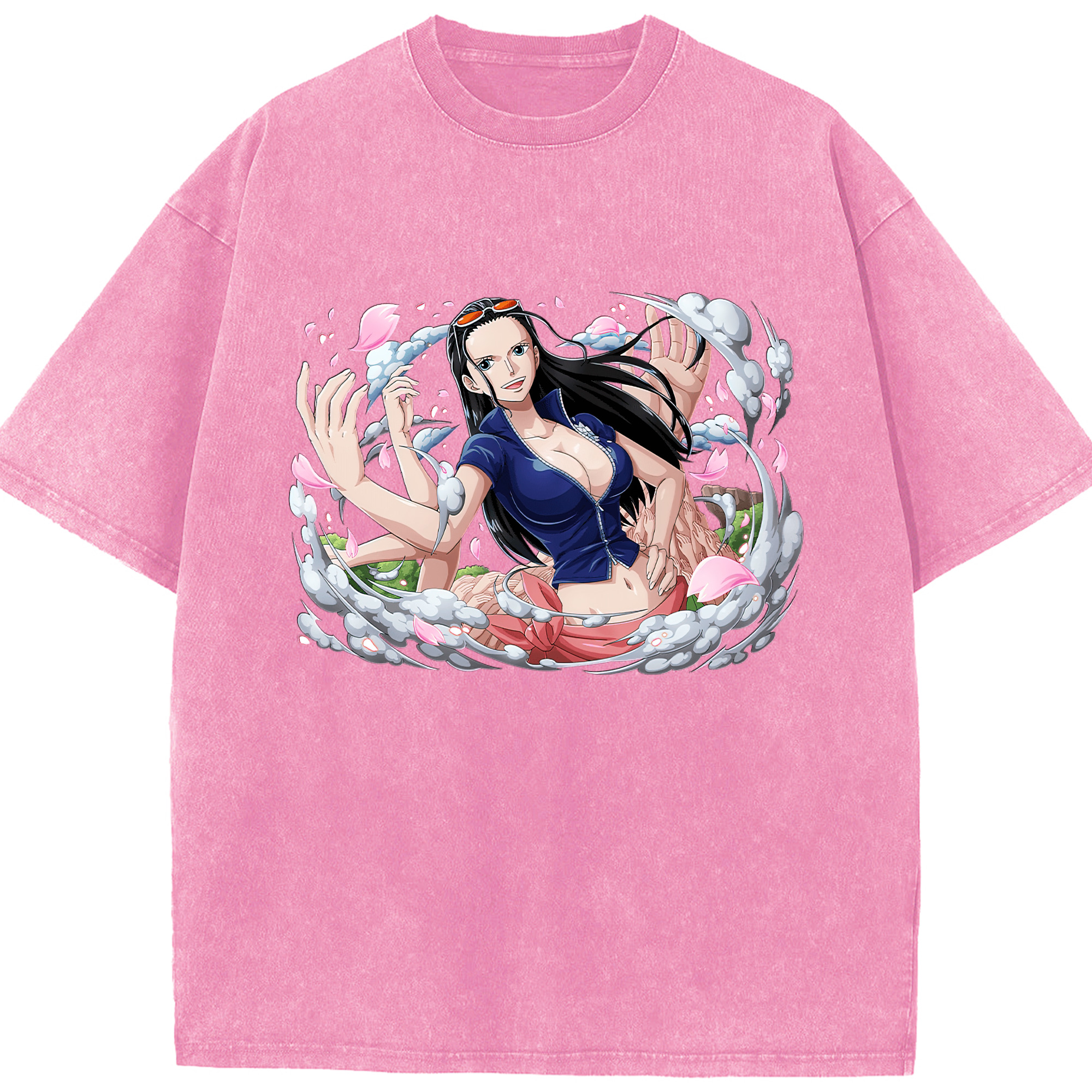 ワンピース ニコ・ロビン ONE PIECE Nico Robin 綿100% ヴィンテージ風 半袖Tシャツ（フロントプリント）